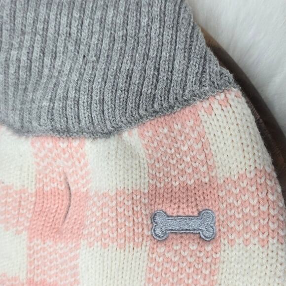 Frisco Pink Buffalo Pladi Pink White Gray Dog Sweater L - Picture 2 of 5